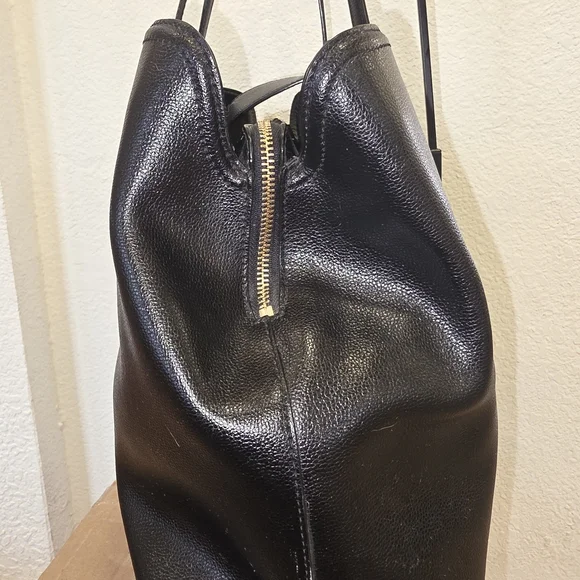 Kate Spade Black Leather Tote with Gold Accents - Picture 6 of 12